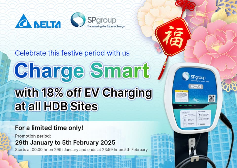 Huat ah! Enjoy 18% off EV charging at all HDB locations from 29 Jan – 05 Feb 🧧