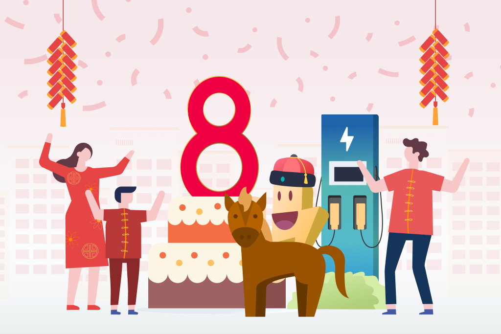 Gallop into Prosperity! Celebrate the Year of the Horse and our 8th Birthday with 8% off EV Charging at all our HDB sites from 17 - 20 Feb 2026 ðŸŽ